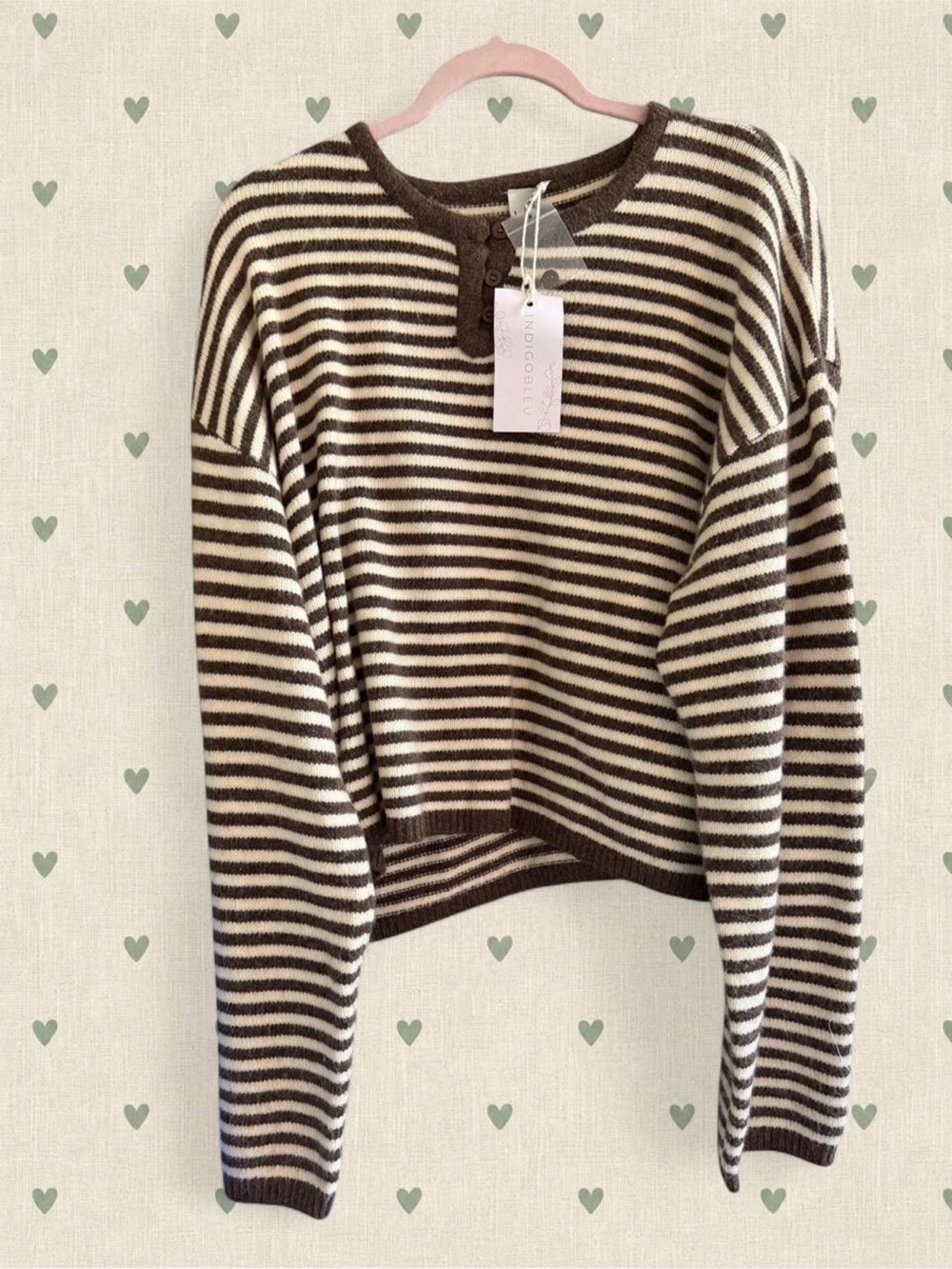 Indigo Striped Brown & Cream Crewneck Sweater